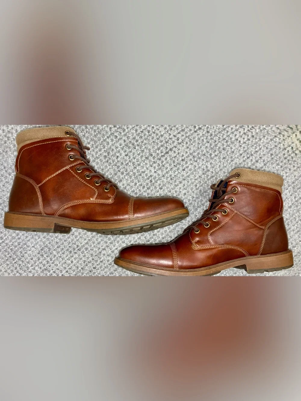 Men's Brown Leather Lace-Up Ankle Boots Size 10.5